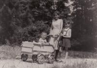 With a baby carriage