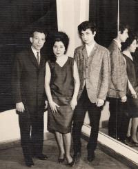 M. Lázoková with her father and brother Jenda, Besední dům, Brno 1965