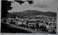 Pohlednice Bánské Bystrice, kterou Tomáš Ondruch poslal z vojny své budoucí ženě Ireně / 1946