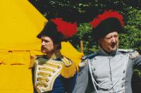 In this photo the principal of the Divadýlko na dlani, P. Matoušek, we are participating in the Napoleon’s days at the castle of Loučeň, me standing on the left (around 2009)