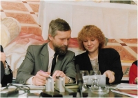 Se starostou Spěvákem na radnici Prahy 1, 1991