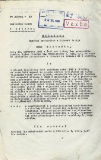 Obžaloba Reného Matouška z roku 1983