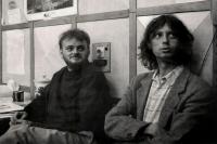 Zleva Marek Stoniš a Ivo Mludek v redakci deníku Region / 1991