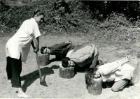 Redakce samizdatového časopisu Protější chodník / zepředu Ivo Mludek / Aleš Bartusek / Jaromír Piskoř