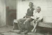 Grandfather Josef with Josefs son Günter in Niesnersberg 1965