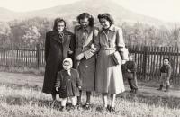 T. Dohnalová with her grandmother, mother and aunt, 1952