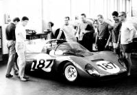 Visit at Ferrari factory during competition in Italy in 1965