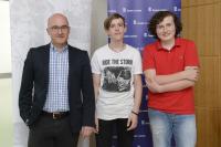 David Binar s Filipem Klímou a Janem Petránským na závěrečné prezentaci projektu Příběhy našich sousedů ve Veletržním paláci