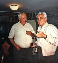 Bohuš (right) with Josef Bača, his childhood friend, Hrušky 1990