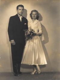 Irena Podzimková with her husband, 1957