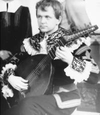 Jiří Tichota - as a young man playing the cither