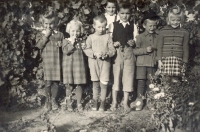 With her siblings - Marie on the right