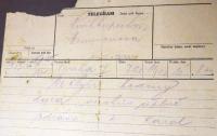 Telegram, který oznamoval narození Hanky Neumannové. 1930.