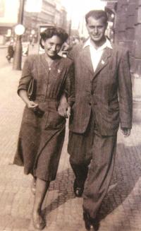 With Hanuš (Dovem) Sternlicht, forthcoming husband. Prague 1948.