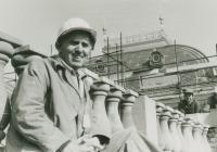 Mikuláš as an electrician on the roof of the National Theatre, Prague turn of the 1960s and 1970s