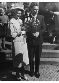 Wedding with Josef Chaloupský in 1956