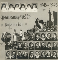 1948 graduates of the Trade School for Ladies’ Vocations in Bojkovice. Emilie is shown in the centre of the bottom row.
