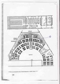 Plán KT Sachsenhausenu – Oranienburgu s vyznačením bloku, kde byl V.S. vězněn
