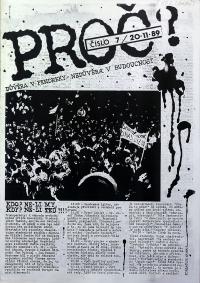 Titulní stránka fakultního časopisu Proto, č. 7, 20. 11. 1989