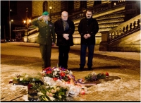 Paying respects to Jan Palach, with D.Herman and E.Stehlíkáclavské náměstí, leden 2013