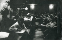 In the student parliament with Václav Bartuška for FŽUK, December 1989
