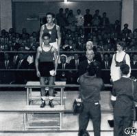 J. Zachara as a golden winner at Olympic Games in Helsinki, 1952