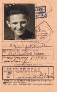 Sportsman ID of J. Zachara, 1950