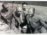 Zbyšek Středa with friends and acrobatic pilot Petr Široký