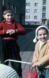 Miroslav Prokeš with his sister Jana in 1966