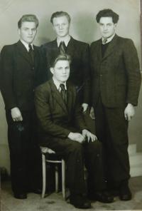 Photos of siblings. From top left Otto, friend Alfred, down Alois