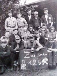 Anton Gajdošík - photo from criminal military service (second row, first left)