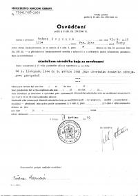 certificate of Božena Kopcová's illegal activity