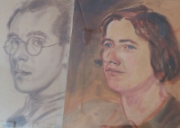 Rodiče Evy Borkové na malbě jejího otce