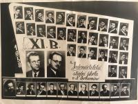 Secondary school graduation photo 1958 (top row 3rd from the left)