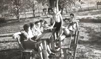 Tchelet Lavan summer camp. Rakousy 1938. Matti lying on the bench.