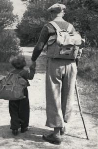 With father, trip to Podbaba, 1940