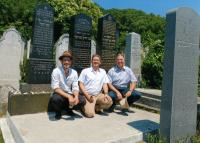 Fifth generation of Steiners near family grave in Bratislava