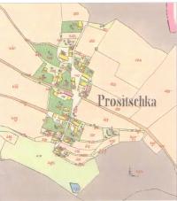 Plánek dnes již zaniklé vesnice Prosička