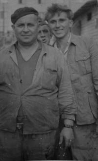 Drahomír Langer na stavbě v Žacléři v PTP