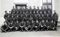 1937 - photo from the army service, Oldřich on the very left in the 3rd row
