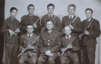 Jindřich (first row on the right) and classmates from Military Music School, first class
