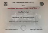 Dokument o udělení pamětní mince