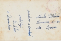 Pozdrav Leo Dihla ze zotavovny, kdy se léčil po válce