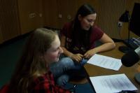 Students during the workshop in the radio