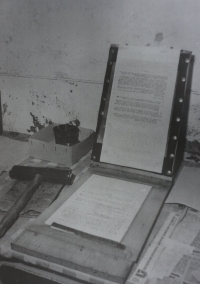 Photograph taken by the State Security during a house search at Michal Mrtvý