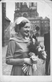 Marie as a bride, Prague, Old Town Hall, 1952 (20 years)