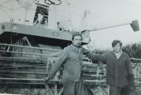 On the left Josef Malecký on the state farm in Brodice Petrovice