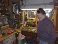 In the woodcarving workroom