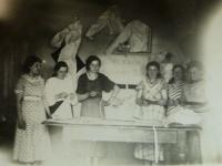 sewing lesson in Volhynia, E.Š. second from right