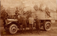 Father of Jaroslav Ermis Jan (sitting on the hood), World War I, Romania
